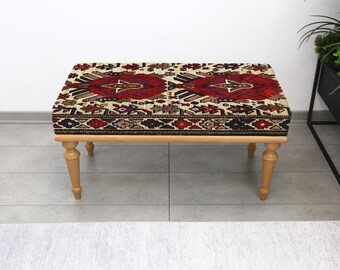 Upholstered Giraffe Pattern Ottoman, Upholstered Animal Print Bench, Entryway Coffee Table Seating, Decorative Home Furniture, Giraffe Bench