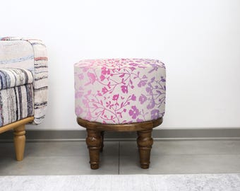 Boho puff för moderna interiörer, handgjord rund fotpall, bekväm sittplats fotstöd, snygg accentdekor, perfekt presentval