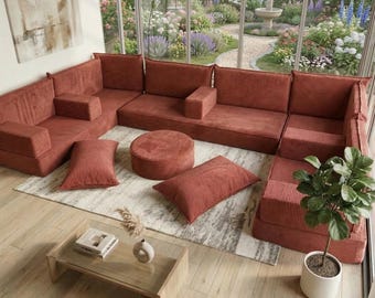 U-vormige bank fluwelen vloer, traditionele Majlis-loungeset, modulaire stoelen