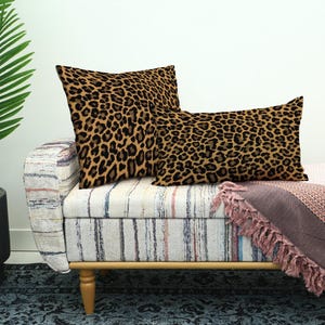 Leopard Print Pillow Cover, Classic Brown and Black Animal Print Cushion, Square or Rectangular Sofa Accent for Bold Home Decor, Soft Pillow