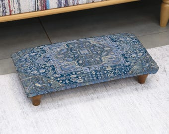 Decoratieve poef, retro gestoffeerde gezellige voetenbank, Turks geïnspireerde kruk voor slaapkamer, kantoor of wooninterieur