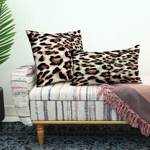 Almofada decorativa com estampa de pele de leopardo, almofadas quadradas e retangulares com estampa de animais para decoração com toque selvagem, almofada aconchegante para design de interiores