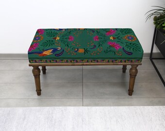 Handgemaakte kelim gestoffeerde bank, rustieke Ottomaanse stoelen, Turkse woonkamer poef, decoratieve hal salontafel accentmeubilair