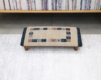 Turkish Style Ottoman Footrest, Handmade Retro Stool with Authentic Patterns, Elegant Cozy Bench for Bedroom, Study, or Entryway