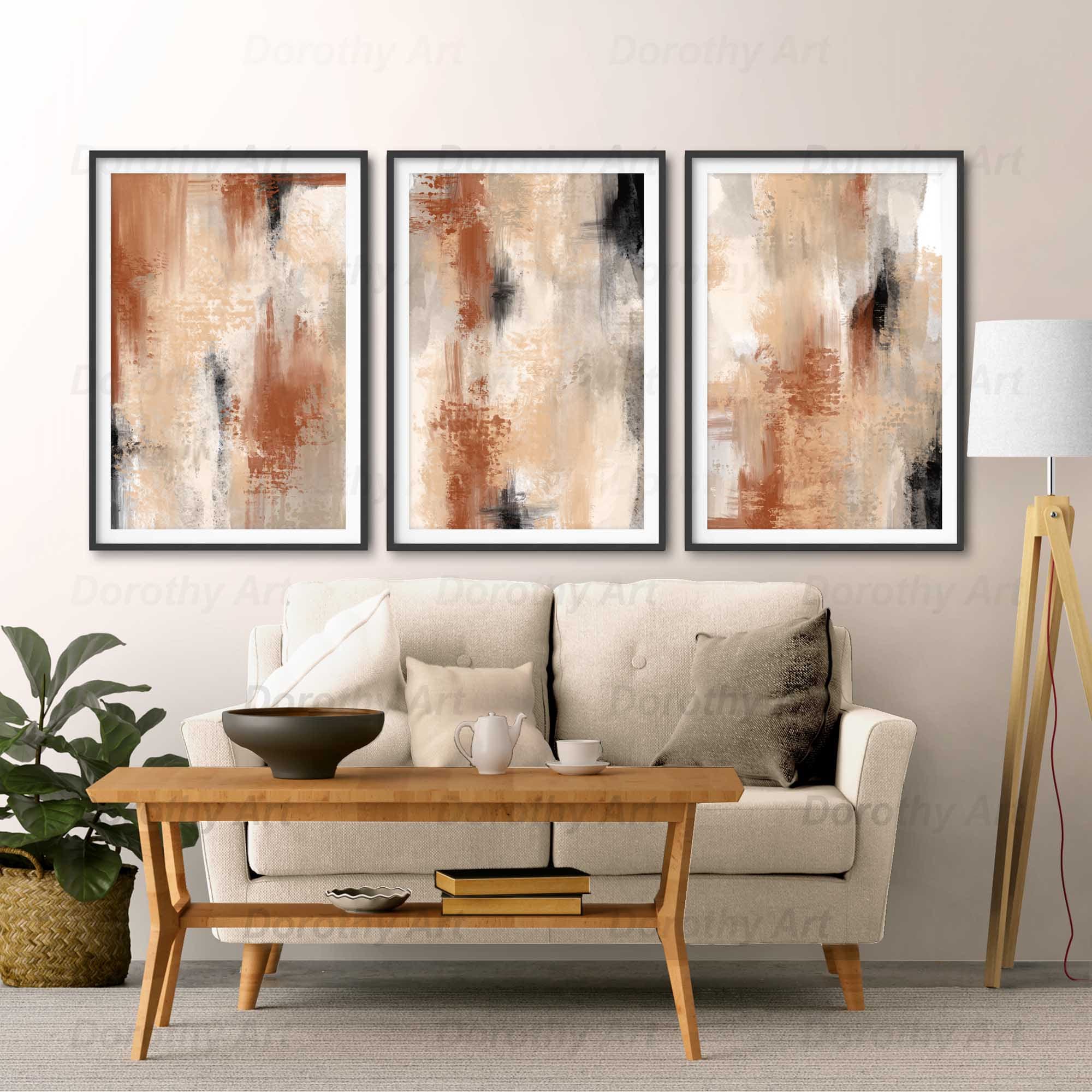 Triptych Abstract Art 3 Piece Downloadable Wall Art. Neutral Etsy