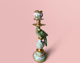 Frank | Green Bird Candle Holder, Parrot Candestick, Décor, Vintage Style, Ornamental, Gift