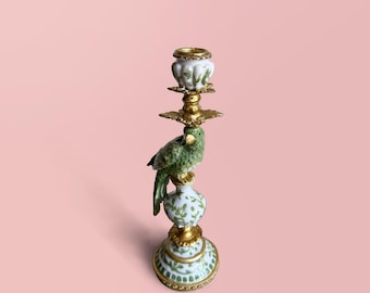 Frank | Green Bird Candle Holder, Parrot Candestick, Décor, Vintage Style, Ornamental, Gift