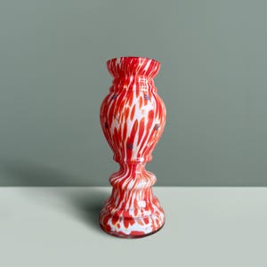Red Glass Retro Vase - 19cm | Vintage Vase