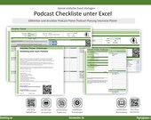 Podcast Checkliste unter Excel - Editierbar und druckbar Podcast Planer Podcast Planung Interview Planer