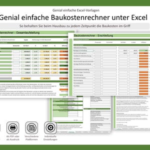 Baukostenrechner Baukosten unter Excel Hausbau Kalkulation Immobilie