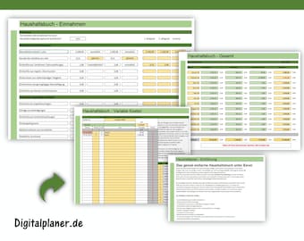 Haushaltsbuch interaktive Excel-Vorlage Kosten-Einnahme-Vergleich