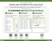 Kaufen oder Mieten? Excel-Vorlage Immobilie vs. ETF-Sparplan | Baufinanzierung, Nebenkosten & Rendite im Vergleich | Deutsch