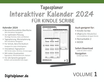 Kalender 2024 für Kindle Scribe | Tagesplaner | Interaktiver Planer | Auch für Remarkable 2 oder iPad | Jahresplaner