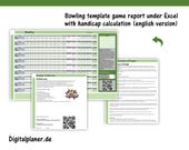Bowling template game report under Excel with handicap calculation Sport | englische Version
