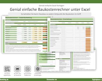 Construction cost calculator, building costs in Excel, house construction calculation, real estate