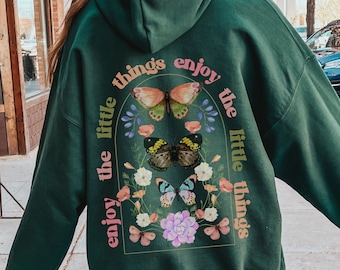 Enjoy the Little Things Hoodie, Oversized Hoodie, Aesthetic Hoodie, Trendy Hoodie, Words On Back, Positive Hoodie, Words On Back Hoodie