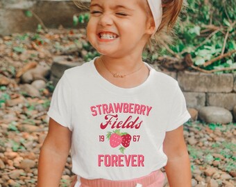 Strawberry Shirt, Toddler Tee, Toddler Shirt, Cute Toddler Shirt, Cottagecore Clothing, Toddler Birthday Gift,Fruit Shirt,Girls Summer Shirt