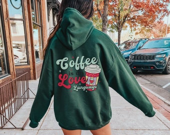 Coffee is my Love Language Hoodie, Retro Coffee Shirt, Coffee Obsessed, Coffee Addict,Coffee Lover Gift,Iced Coffee,Galentine,Galentine Gift
