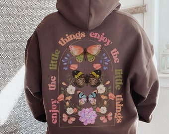 Enjoy the Little Things Hoodie, Oversized Hoodie, Aesthetic Hoodie, Trendy Hoodie, Words On Back, Positive Hoodie, Words On Back Hoodie