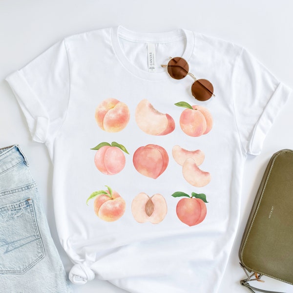 Peaches Shirt, Fruit Shirt, Cottagecore Clothing, Botanical Shirt, Vintage Cottagecore Shirt, Retro Shirt,Trendy Mom,Vintage Aesthetic Fruit