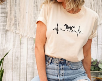 Horse Heartbeat Shirt, Horse Lover Shirt, Farmer Horse Shirt, Gift for Horse Lover, Horse Farm Animal Tee, Cute Horse Gift, Horse Rider Gift