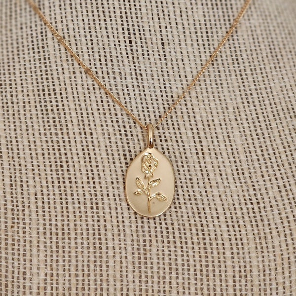 Vintage rose pendant necklace, gold chain, jewellery, gift ideas.