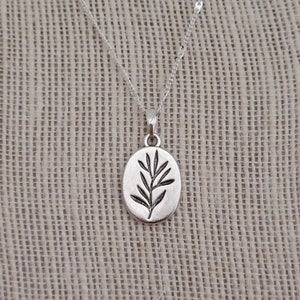 Vintage silver leaf pendant, silver chain necklace, boho style