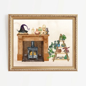 Witch Cottage Art print, Witchy home decor, Cute spooky Art, Halloween Spooky Season Poster , Witch art print, Cottagecore art