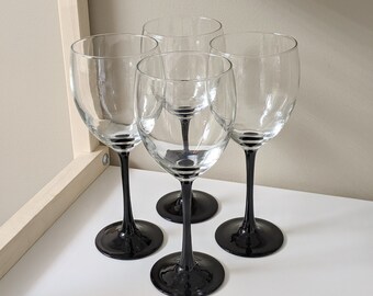 Assorted Vintage Black Stemmed Wine and Champagne Glasses Assorted Vintage Black Stemmed Wine and Champagne Glasses