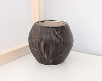 Vintage Brown Ceramic Coconut Tiki Mug, Orchids of Hawaii Japan