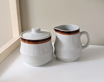Vintage Stoneware Sugar Bowl Creamer Set | Haniwa Aztec Japan Boho Tableware