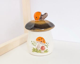 Vintage Merry Mushroom Toadstool Ceramic Sugar Bowl by Laurentian Pottery Canada