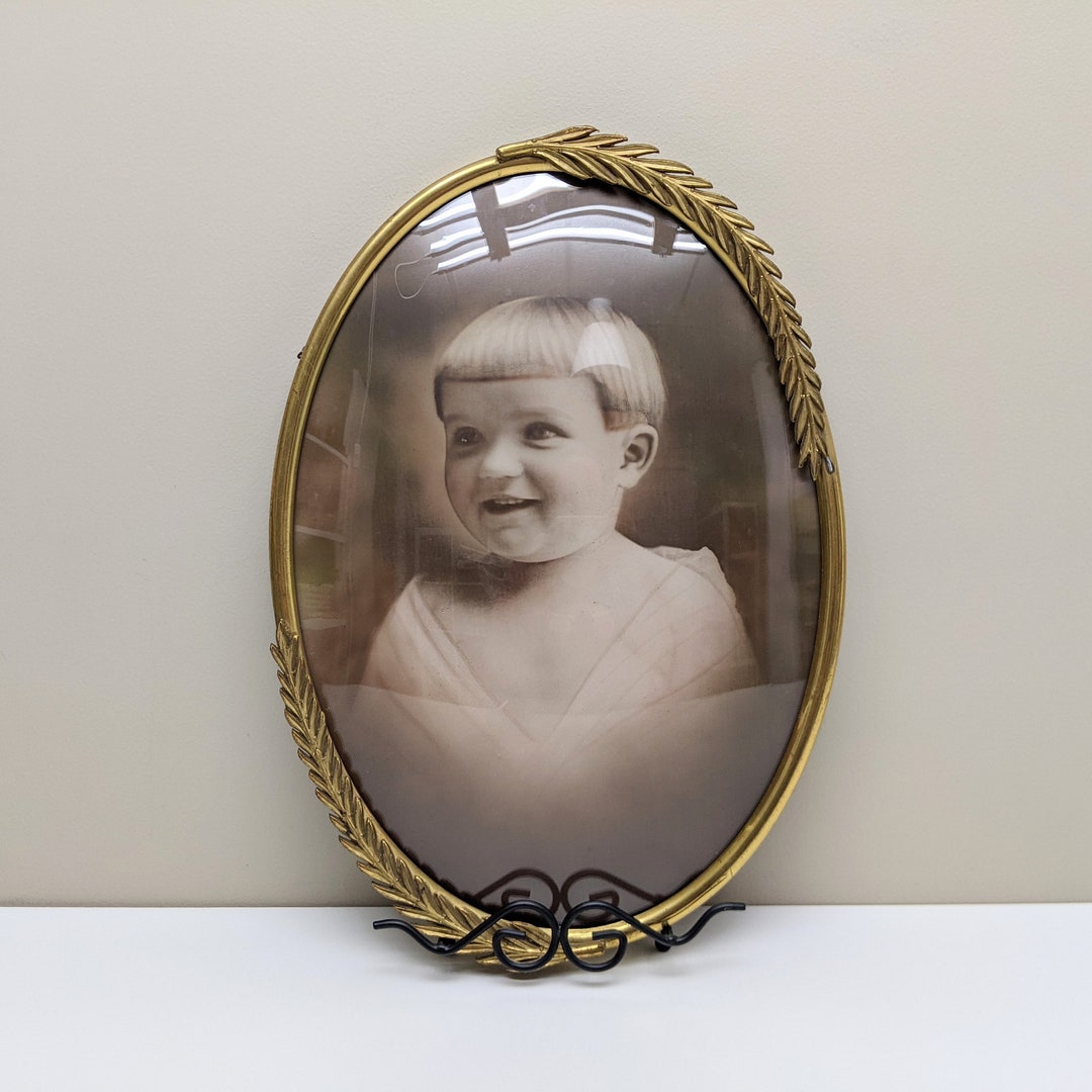 Antique Brass Oval Convex Glass Portrait Picture Frame Brass Etsy