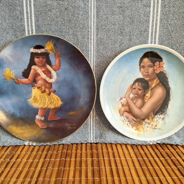 Vintage Collectible Hawaiian Porcelain Decorative Plate | Little Tahitian Hula | Mother's Day 1981 Young Americans VIII