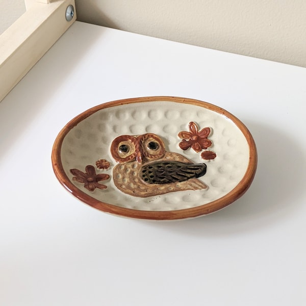 Vintage Ceramic Owl Soap Dish | Trinket Dish | Jewelry Dish | Catchall | Mid Century Modern | Boho Decor | Made in Japan