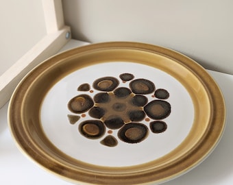 Vintage Casual Ceram Luna Chop Serving Plate | Brown Geometric Stoneware, Made in Japan