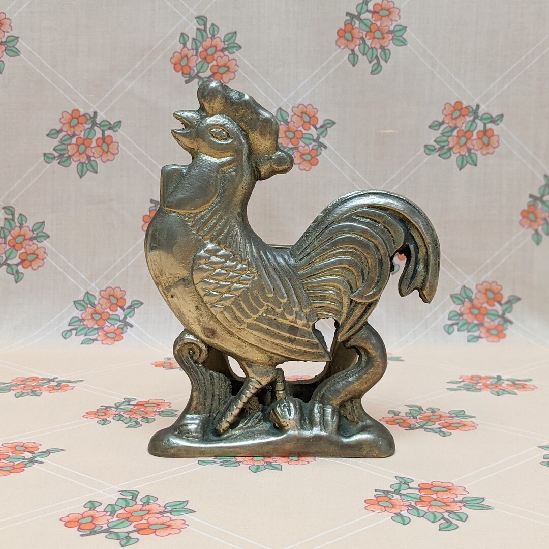 Vintage Brass Rooster Napkin Holder Letter Holder Etsy
