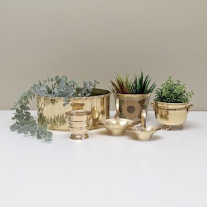 Vintage Brass Planters | Made in India | Boho Decor | Eclectic Home Decor | Mixed Sizes | Sold Individually