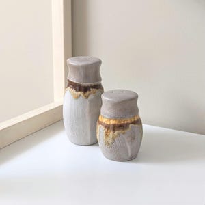 Vintage Tundra Salt Pepper Shakers | Textured Lava Drip Glaze Laurentian Pottery
