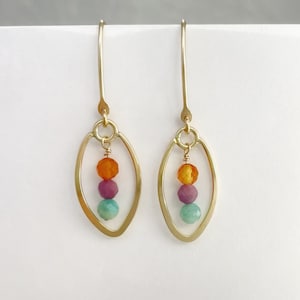 Rainbow and Gold Filled Marquise Drop Earrings
