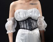 6.29 Inch Black Corset Waist Belt, Lace Short Waistband, Vintage Wide Waist Girdle, Renaissance Underbust Corset Belt