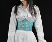 8.26 Inch Apricot Flower Corset Belt, Oil Painting Corset Belt, French Vintage Wide Waist Belt, Renaissance Underbust Corset Belt