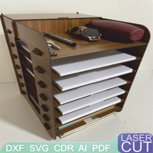 Personalized Wood Desk organizer / Wooden Letter Tray / Wooden Desktop organizer Laser Files