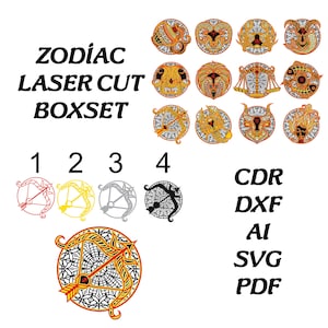 Sternzeichen Laser Cut, Sternzeichen Glowforge Dateien, Glowforge Sternzeichen, Sternzeichen Svg, Astrologie Dateien, Astrologie Svg