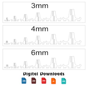 3mm and 4mm and 6mm Laser cut Easel Stand 6 size, Plate Stand, Photo Frame Display, Glowforge laser cut svg file image 3