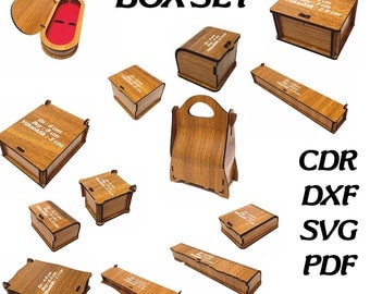 Laser Cut Box Templates: 13 Pcs Gift Box SVG DXF (Digital Download)