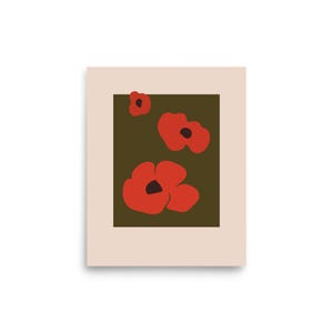 Bold Red Poppies – Modern Floral Art Print – Abstract Botanical Wall ...