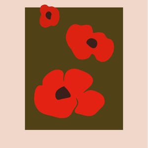 Bold Red Poppies – Modern Floral Art Print – Abstract Botanical Wall ...