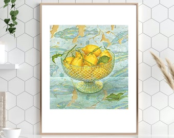 Citrons Fine Art Print par Val Archer - Art de la cuisine, Fruit Print, Lemon Print, Home Decor, Wall Print, Wall Art, Kitchen Print