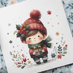 Lot de 12 adorables bébés filles et garçons dans l'esprit de Noël, téléchargement au format png, sublimation, pour enfants de Noël, art de la crèche, conception numérique, impression DTF